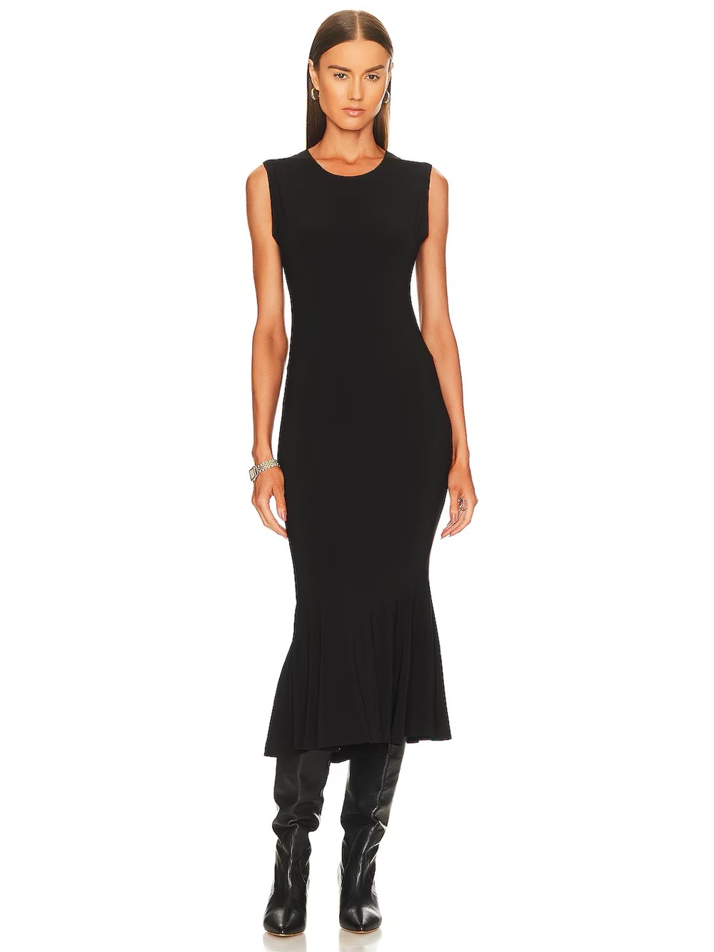Norma Kamali Stretch Jersey Sleeveless Fishtail Dress - Black - L